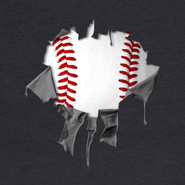 Shredded, Ripped and Torn Baseball by eBrushDesign